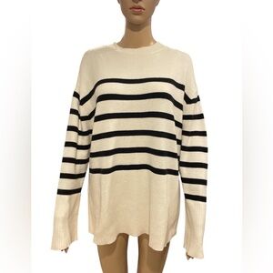 Zesica Striped Black and Cream Women's Sweater size M